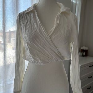 Zara Cream Wrap Blouse